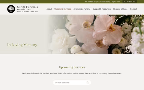 Minge Funerals Pty Ltd website