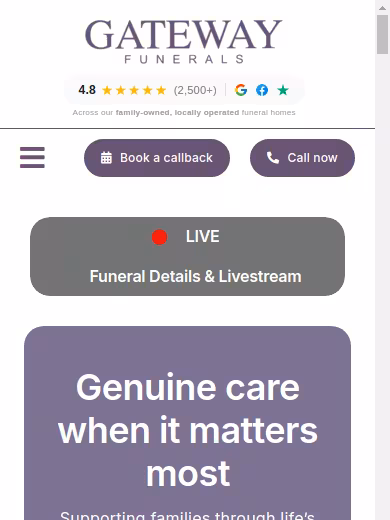 Gateway Funerals website