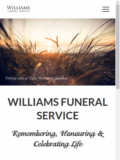 Williams Funeral Services website