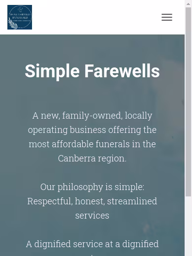 Simple Farewells website