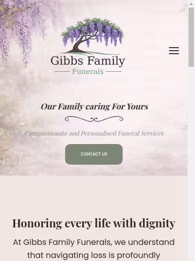 Gibbs Family Funerals website