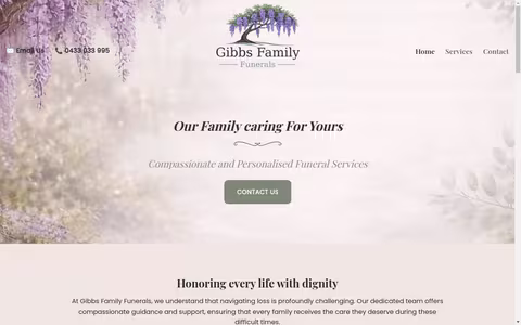 Gibbs Family Funerals website