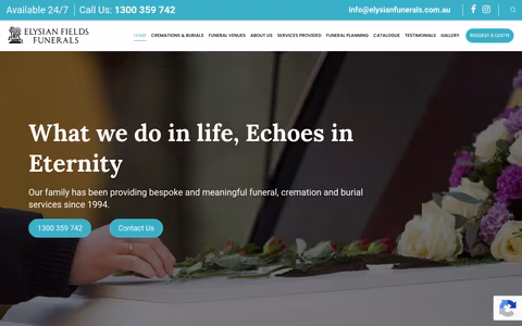 Elysian Fields Funerals website