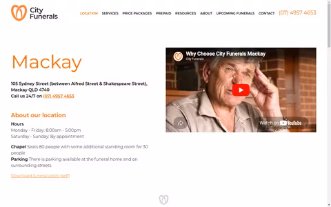 City Funerals Mackay website