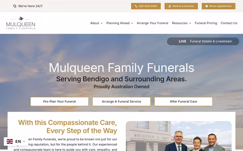 Mulqueen Family Funeral - Bendigo website