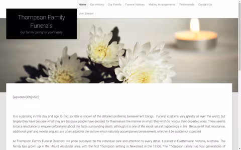 Thompson Family Funerals website
