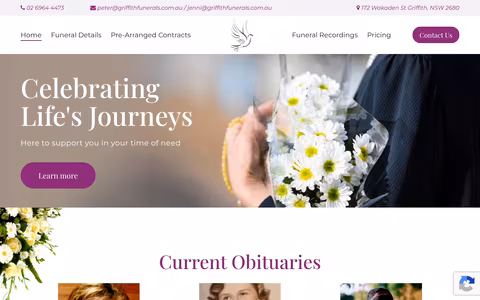 Griffith Regional Funeral Services website