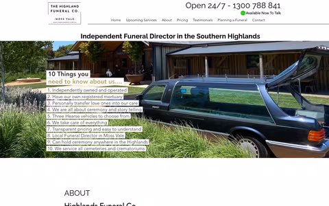 The Highlands Funerals Co. website