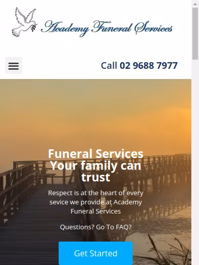 Academy Funeral Services website