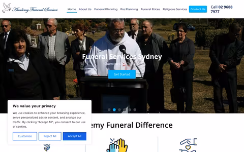 Academy Funeral Services website