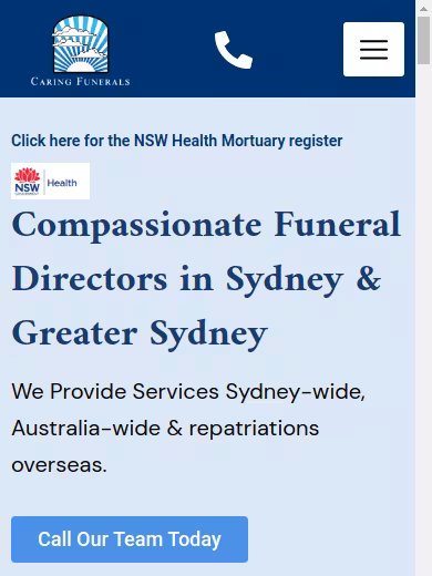 Caring Funerals PTY. LTD. website