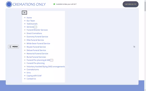 Cremations Only website