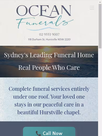 Ocean Funerals website
