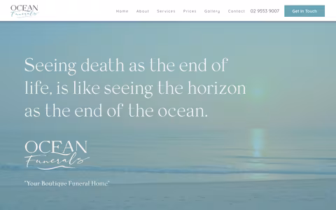 Ocean Funerals website