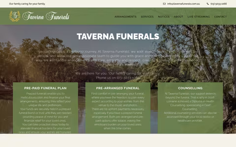 Taverna Funerals website